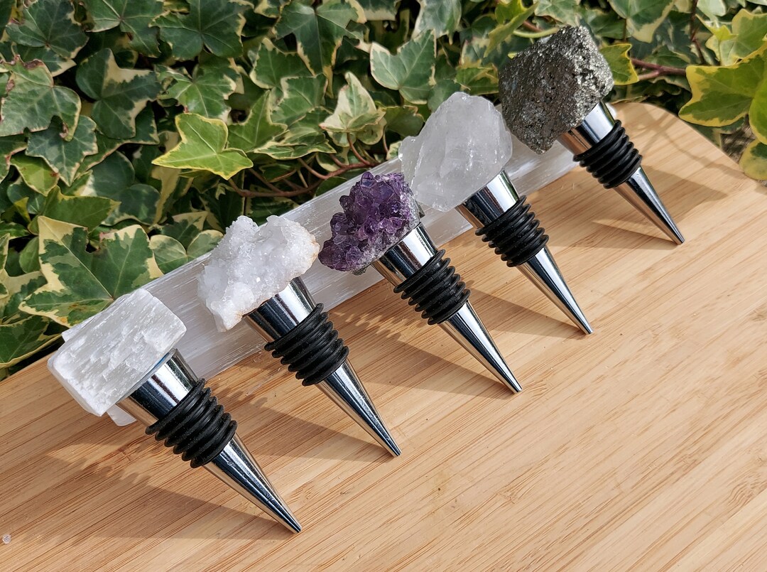 Natural Crystal Bottle Stopper, Raw Natural Gemstone Stopper for Wine