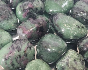 Ruby Zoisite Tumbled Stone, Natural Polished Crystal for Crafting 15-25mm or 25-30mm, Jewellery Making & Collecting, UK Seller