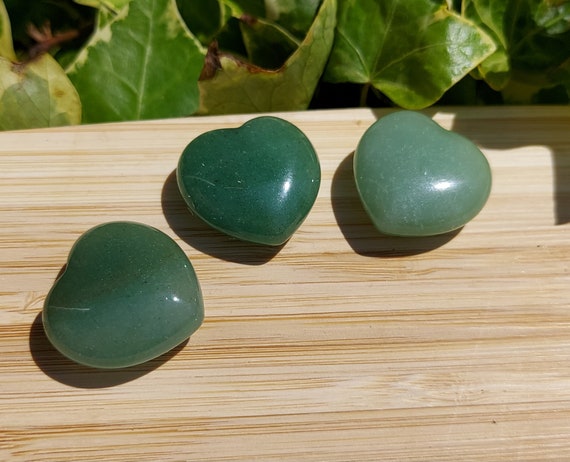 Green Aventurine Crystal Heart 25-30mm, Polished Aventurine Puffed Heart, Green Gemstone Heart, Craft Supply, Wire Wrapping Stone
