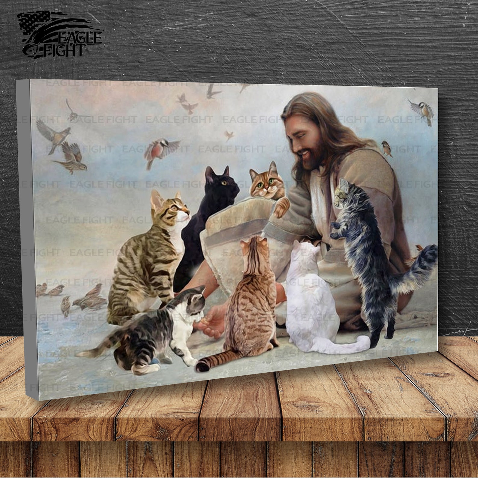 Cats And Jesus Canvas / God Surrounded By Cat Angels / God Etsy