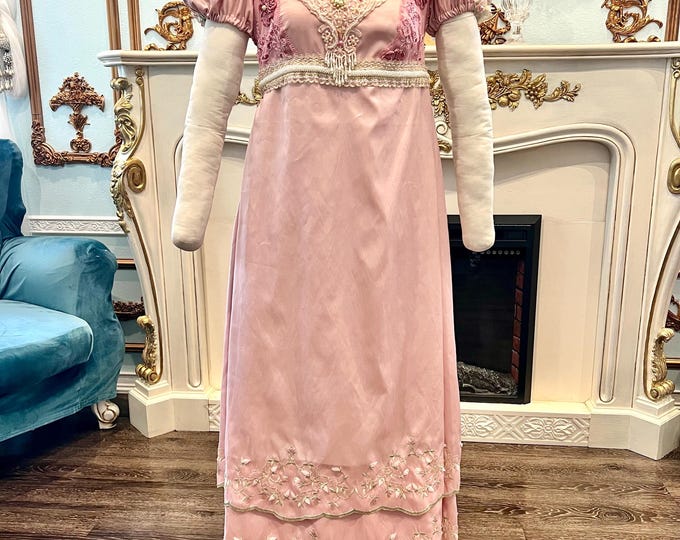 Pink Regency Rose Pink Regency Gown, Embroidered Film Costume, Regency Dress - Etsy