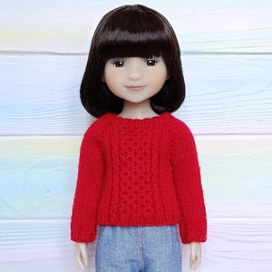 Clothes for Ruby Red Fashion Friend doll 14&quot;. Knit sweater for doll RRFF. Outfit for Wellie Wisher. Clothing crochet pullover for dolls