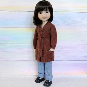 Ruby Red Fashion Friend clothes. 14 inch doll knitted outfit. Ruby Red dolls knit sweater. RRFF cardigan. Wellie Wish clothing