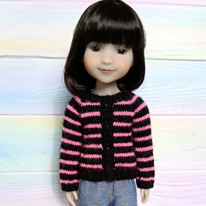 Clothes for Ruby Red Fashion Friend doll 14&quot;. Knit sweater for doll RRFF. Outfit for Wellie Wisher. Clothing crochet cardigan for dolls