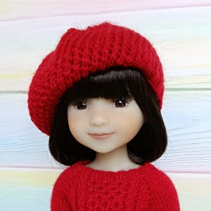 Ruby Red Fashion Friends doll clothes. Knitted beret hat for doll 14.5&quot;