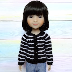 Clothes for Ruby Red Fashion Friend doll 14&quot;. Knit sweater for doll RRFF. Outfit for Wellie Wisher. Clothing crochet cardigan for dolls
