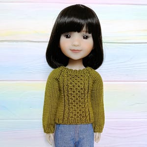 Clothes for Ruby Red Fashion Friend doll 14&quot;. Knit sweater for doll RRFF. Outfit for Wellie Wisher. Clothing crochet pullover for dolls
