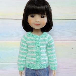 Clothes for Ruby Red Fashion Friend doll 14&quot;. Knit sweater for doll RRFF. Outfit for Wellie Wisher. Clothing crochet cardigan for dolls
