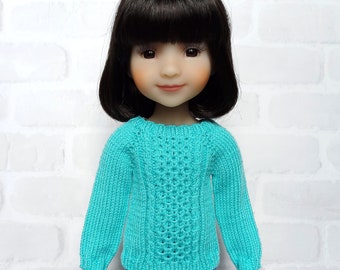 Ruby Red Fashion Friend clothes. 14 inch doll knitted outfit. Ruby Red knit sweater. RRFF cardigan