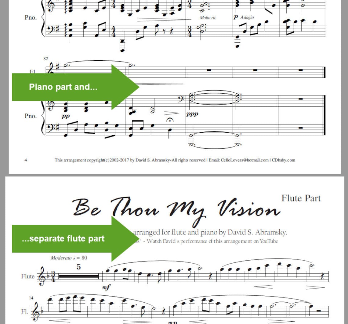 Be Thou My Vision Popular Irish Hymn Arranged For Flute And Etsy