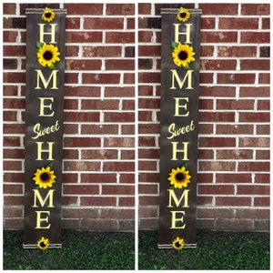 Sonnenblume Veranda Schild, Willkommen, Schild, Sonnenblumen, vertikales Schild, Home Sweet Home Schild, Sonnenblume Outdoor Schild, Veranda schlanker, Sommer Schild