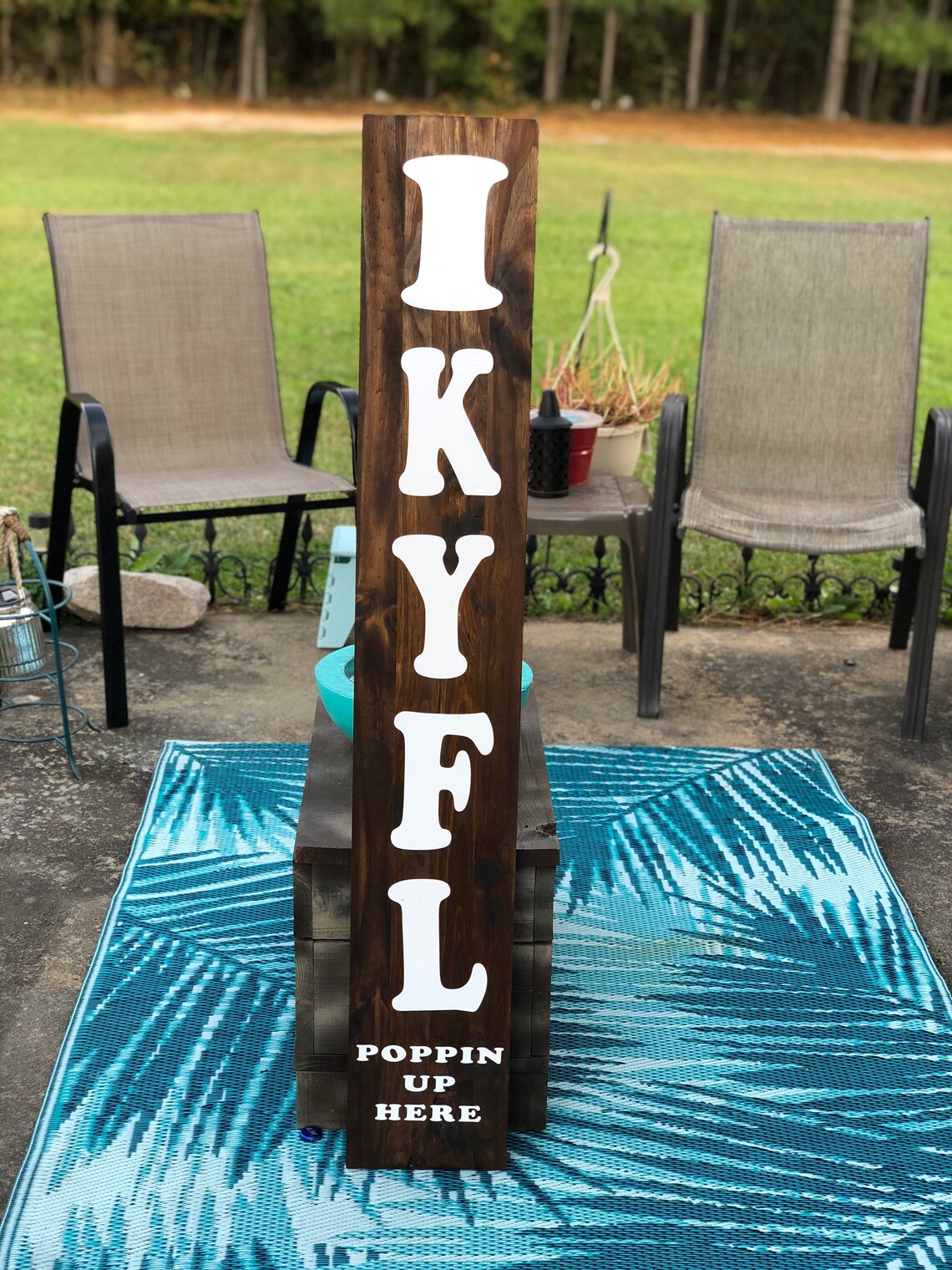 IKYFL Sign, Front Porch, Funny Sign for Porch, Vertical Sign,ikyfl Sign, Stained Sign