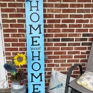 Spring porch sign, welcome sign with floral, home sweet home wood sign, front porch decor,front door sign, vertical summer welcome sign.