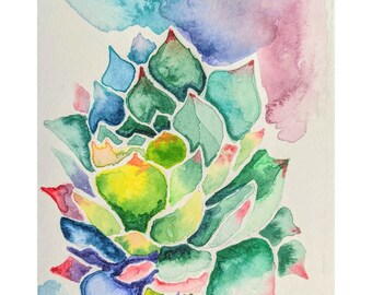 Watercolor Succulent Print | House Plant Art |  Plant Fine Art | Modern Wall Art | Painting of Plants| Watercolor House Plants
