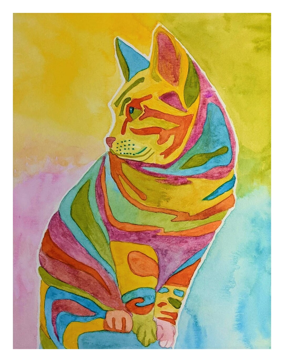 Watercolor Cat Print Modern Cat Art Print Cat Lover Art Cat Fine Art