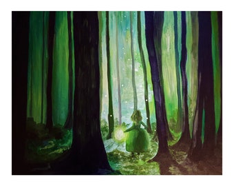 Forest Girl Painting| Cottagecore Art Print | Forest Art | Fantasy Art Print | Cottage Core Prints | Woods Art Prints | Fairytale Art