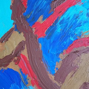 Modern Acrylic Painting | Red Blue Gold Textured Abstract Painting