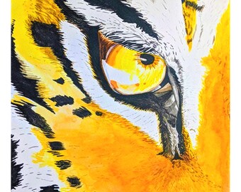 Tiger Eye Watercolor Print | Tiger Wall Art | Wildlife Art Print | Big Cat Painting | Animal Lover Gift