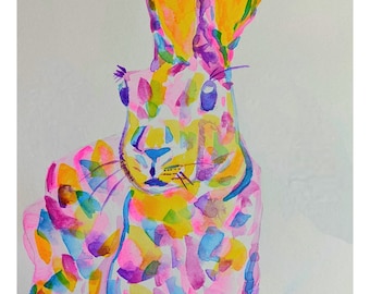 Watercolor Rabbit Print | Pastel Bunny Art | Bunny Lover Art | Rabbit Lover Art Print