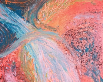 Original Textured Abstract Painting | Red Blue Colorful Canvas Art | Modern Acrylic Wall Art | 24x30 Original Painting