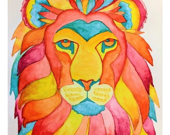 Watercolor Lion Art Print | Lion Fine Art | Watercolor Lion Art | Cat Lover Art | Lion Lover Art| King of the Jungle Art | Jungle Art Prints