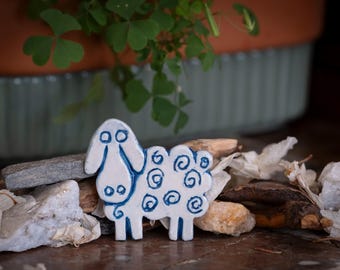 Handmade Sheep Brooch - Stoneware Ceramic Animal Pin -  Stoneware Ceramic (Multiple Colors)