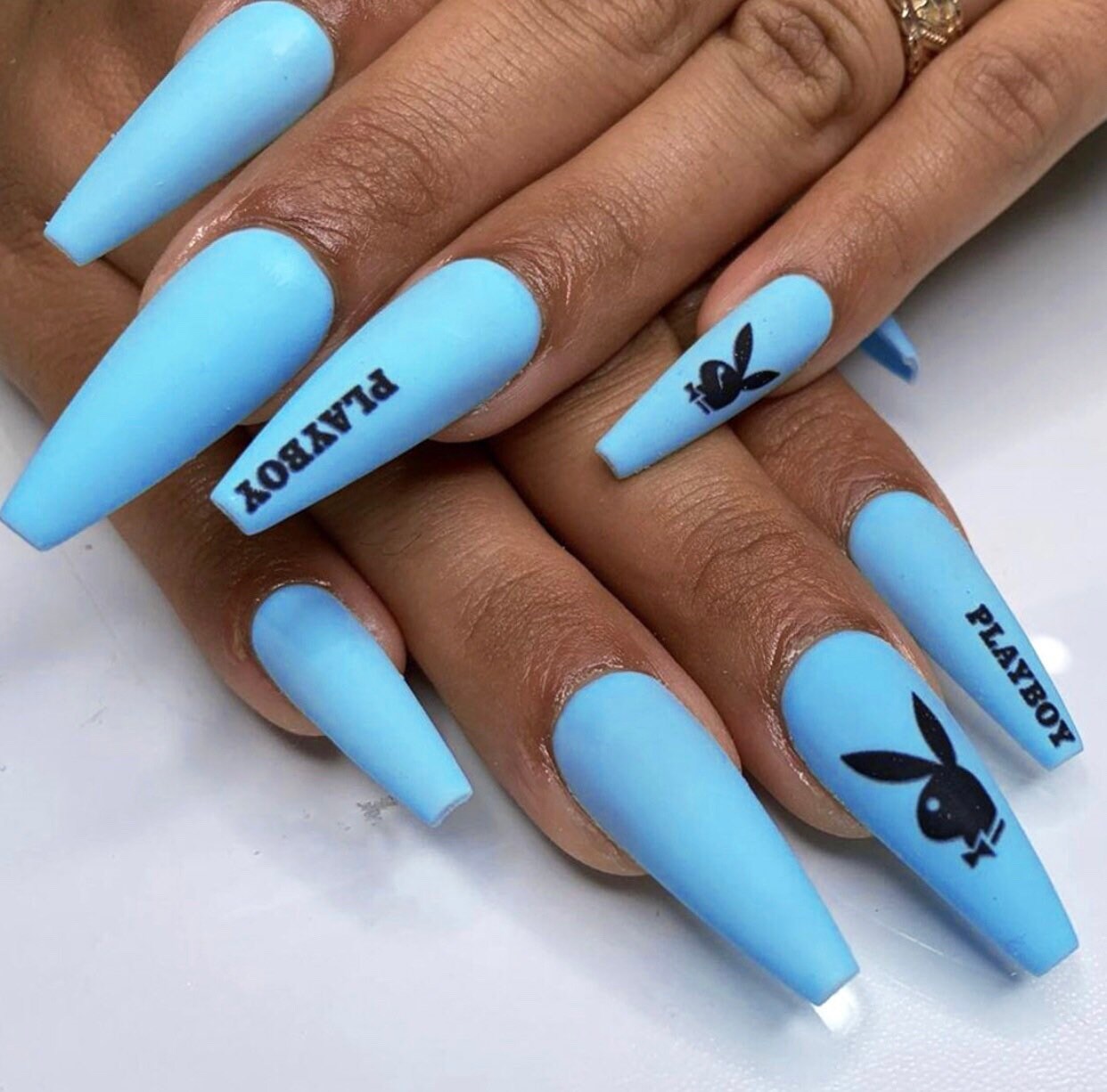 Playboy Press on Nail Blue - Etsy