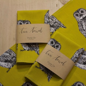 Owl tea towel, kitchen tea towel, cotton, owl, tea towel