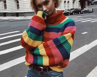 rainbow chunky knit cardigan
