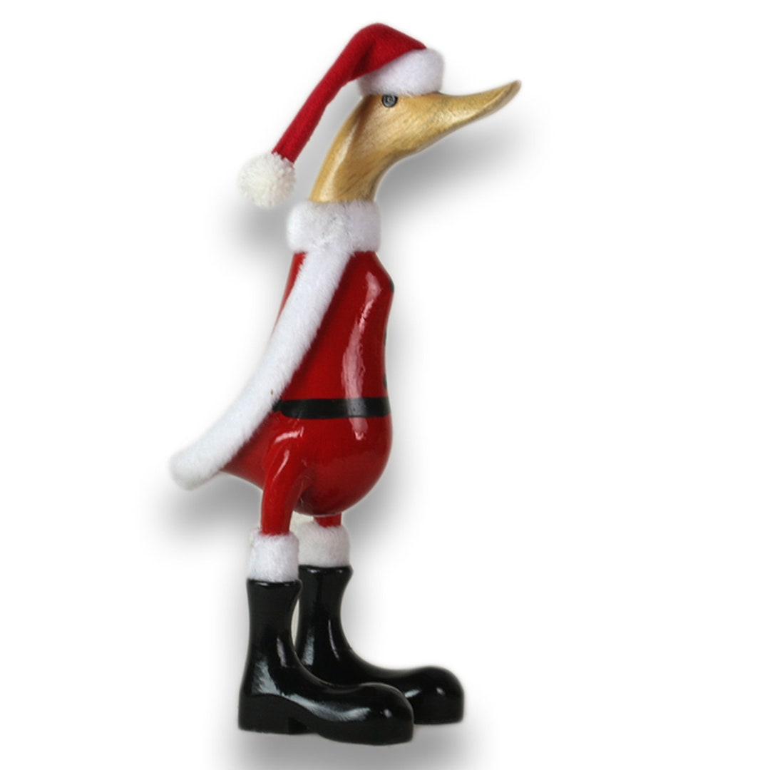 and Garden Root Claus Santa - Figure Deco Teak Bamboo of Made Wooden Wood Hand-painted Duck Etsy