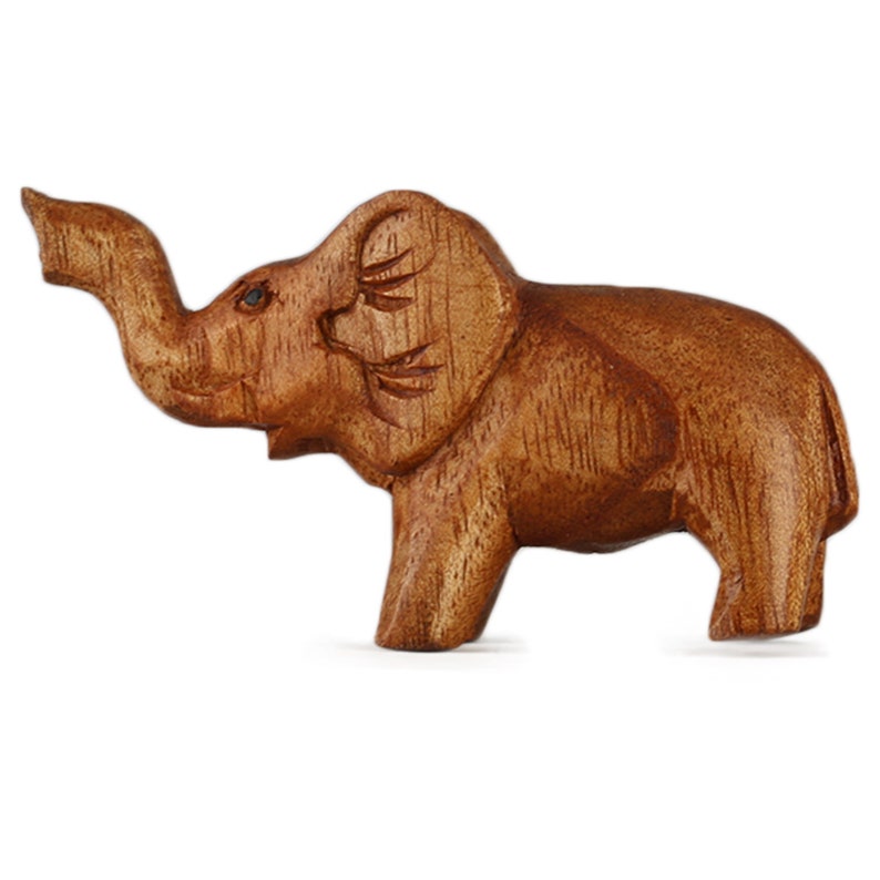 Holzelefant mit Rüssel Hoch Miniatur Schnitzerei Bild 4