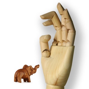 Holzelefant mit Rüssel Hoch Miniatur Schnitzerei Bild 9