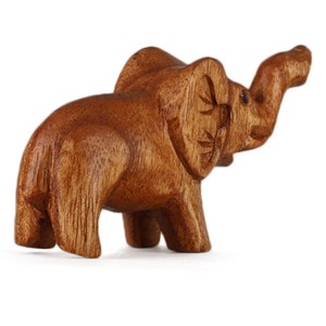 Holzelefant mit Rüssel Hoch Miniatur Schnitzerei Bild 5