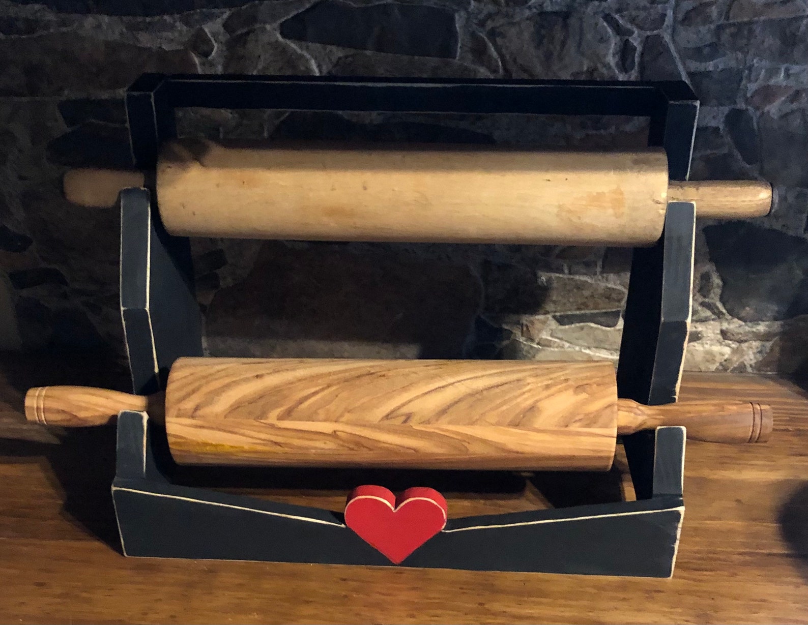 NEW Handmade Rolling Pin Holder Display Kitchen Decor Two Etsy