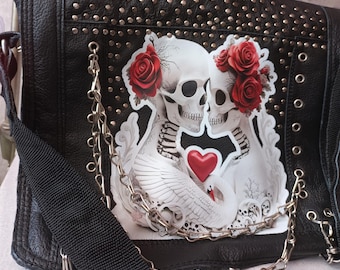 Prêt-à-porter, Genuine Leather messenger bag For Individualists Emo Alternative Goth Punk Everlasting Love
