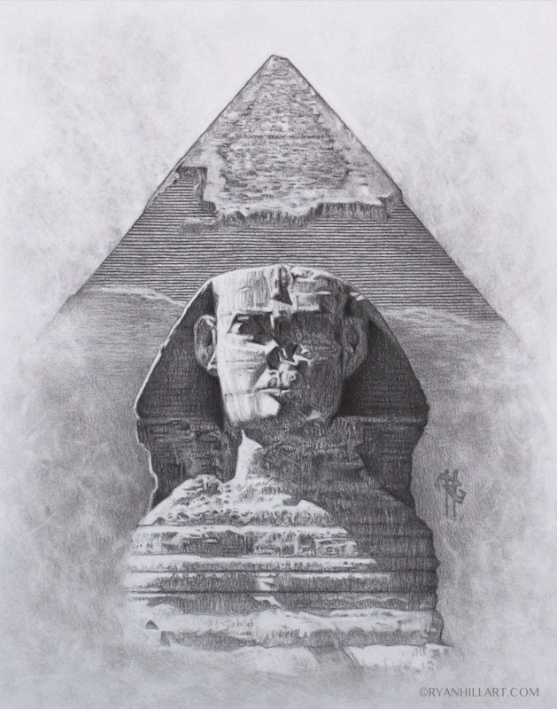 Original Drawing Sphinx Great Pyramid Giza Egypt - Etsy