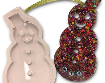 MD15 Snowman Shaped Bauble Silicon Rubber mould for resin craft casting