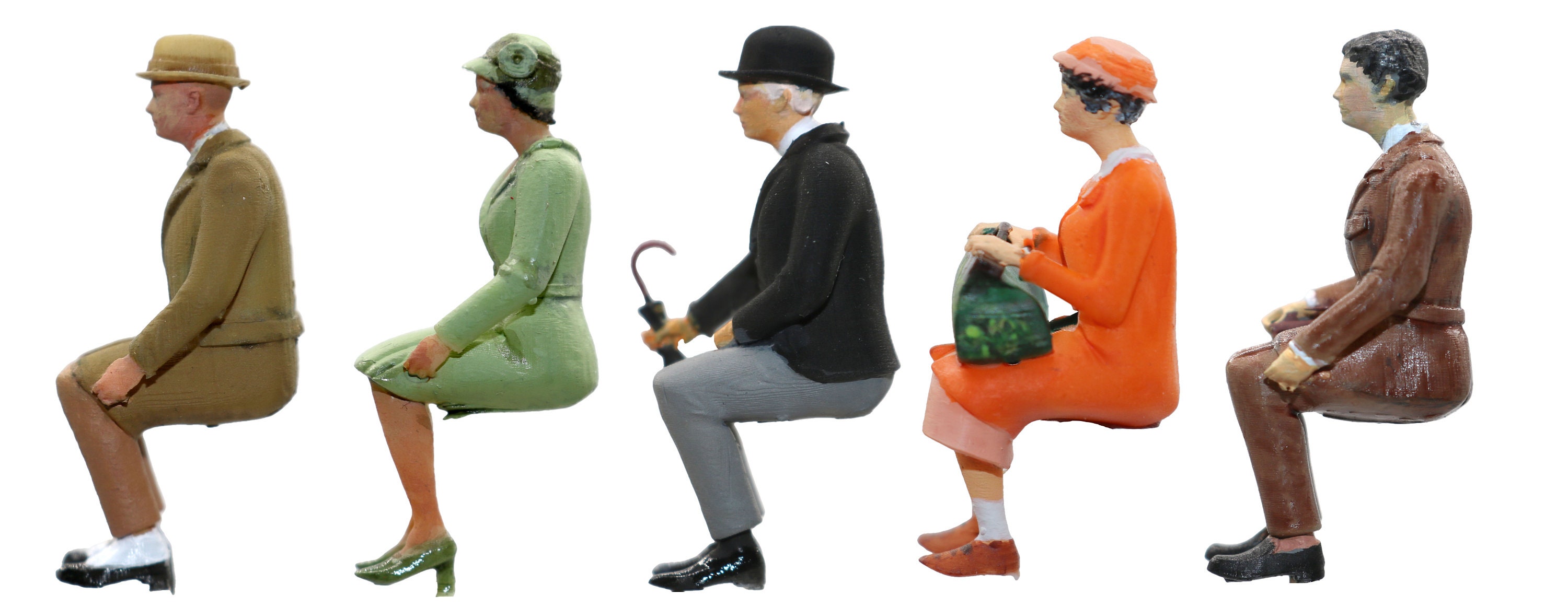 FG16 1930er Sitzende Passagierfiguren Unbemalt OO Skala