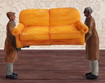 Unpainted Furniture Removal Men: Model Railway Figure (N, TT, OO, O Scale)