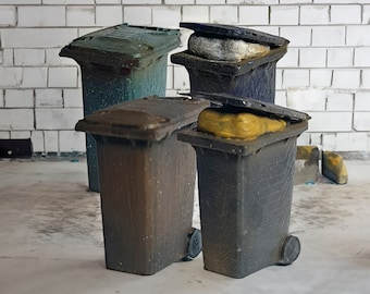 Unpainted Wheelie Bins - Model Railway - N TT OO O Scale