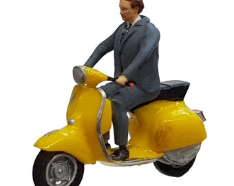 3D Printed Mod on Scooter: Unpainted Model Railway Figure