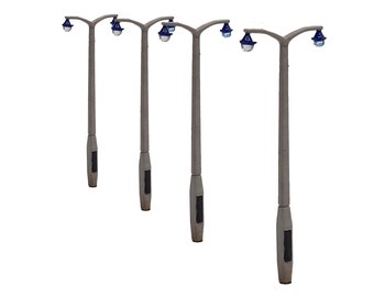 Concrete Double Lantern Lampposts: Unpainted Model Railway (N, TT, OO Scale)