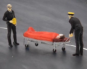 1970s Ambulance Crew & Patient Figures - Unpainted Resin Model - N/TT/OO/O Scale