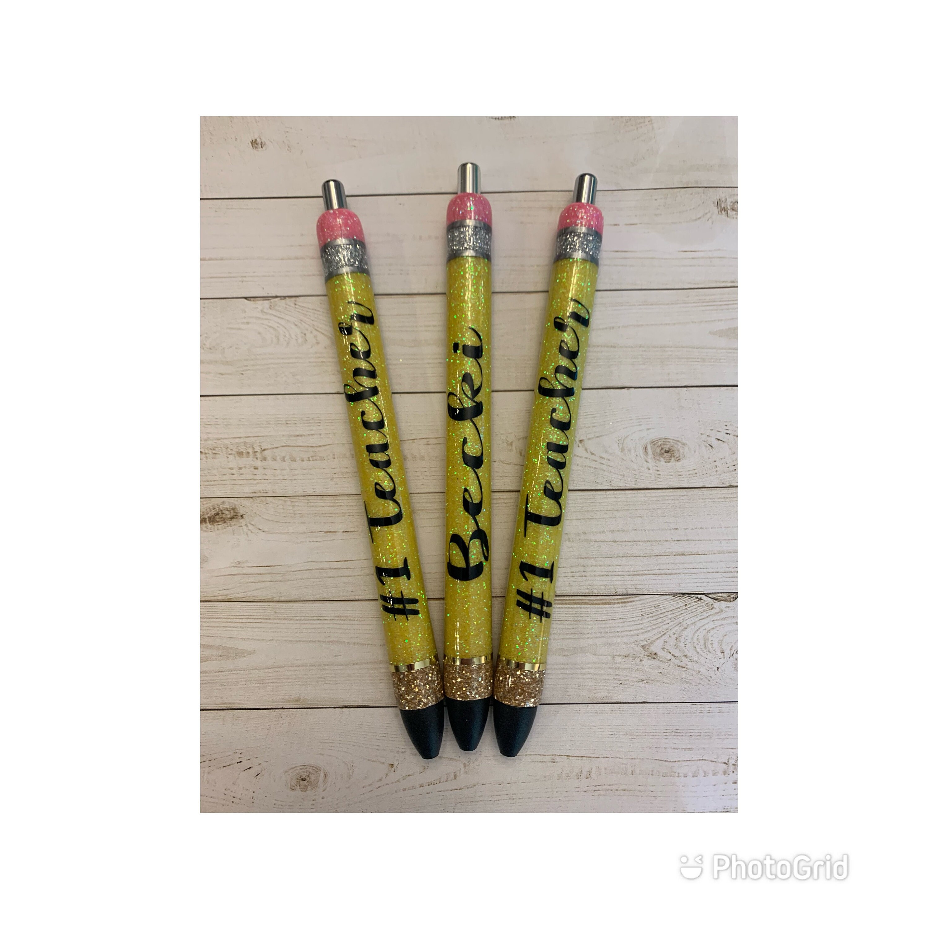 Glitter pen pencil design Glitter personalized gel pens Etsy