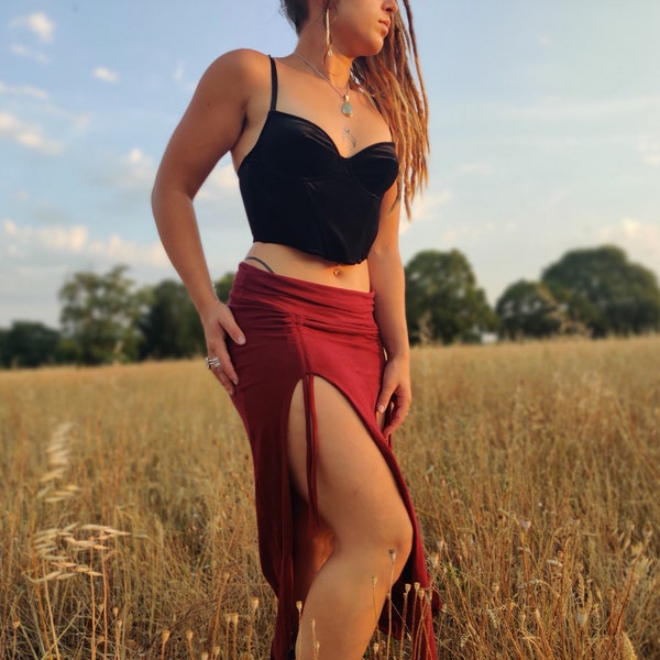 SALE OLD SIZING – Serena - Asymmetrical Skirt - Double Slit Skirt - Flamenco Skirt - Burning Man Costume - Fire Performer