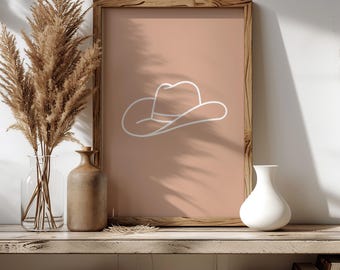 Cowboy Hat Line Art Print, Western Rustic Decor (Digital Download)