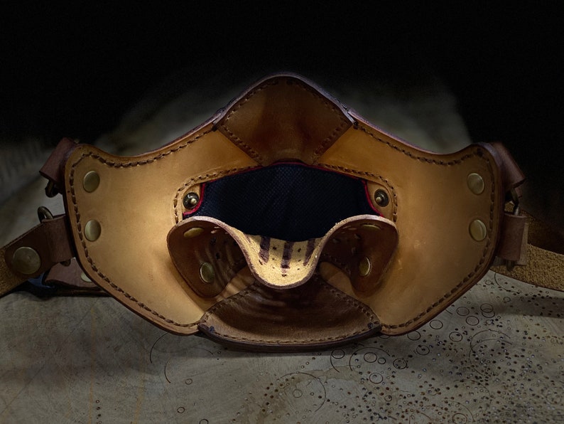 Hannibal Inspired Leather Mask w Filters and Pocket