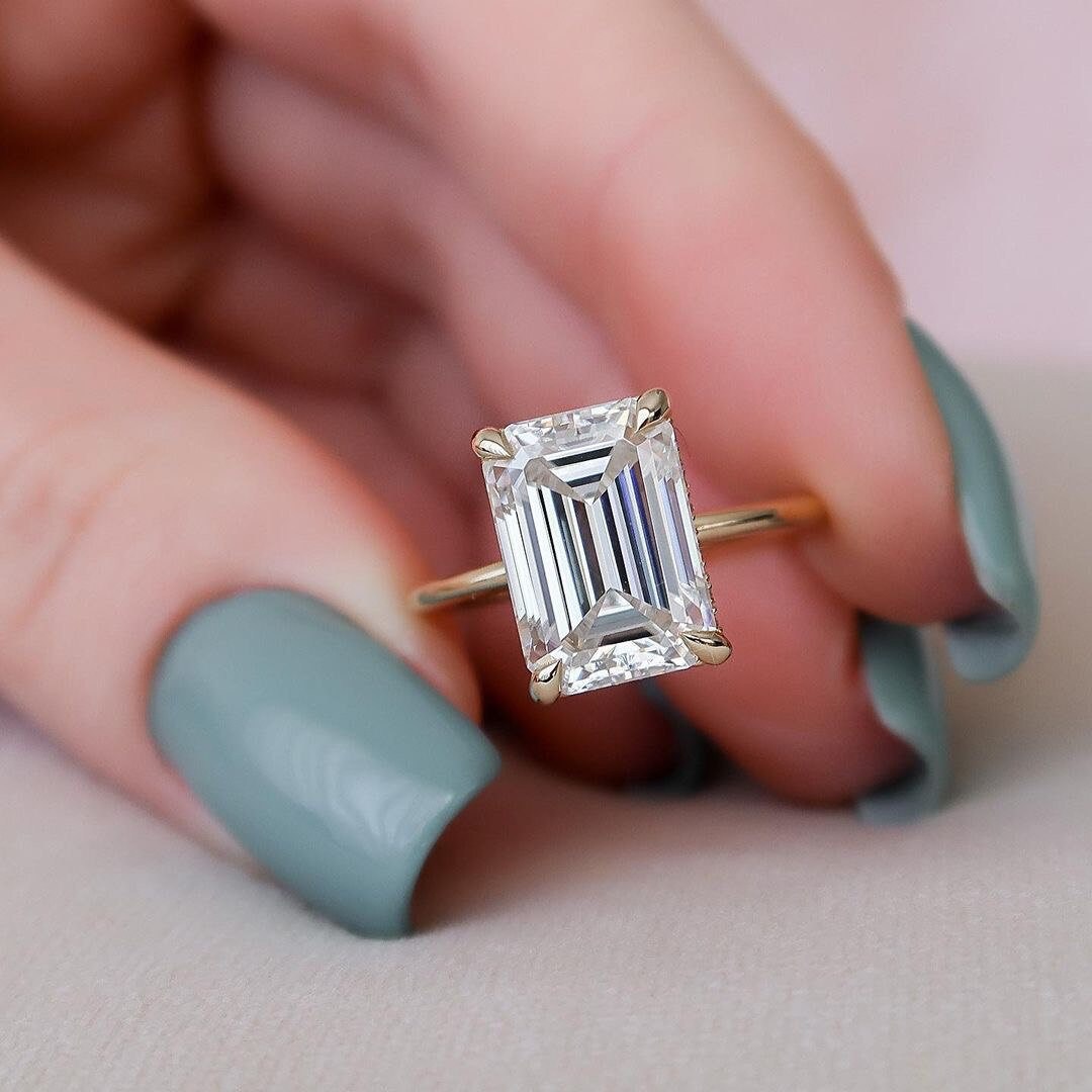 3 CT Emerald Cut Lab Diamond Engagement Ring Lab Grown Etsy
