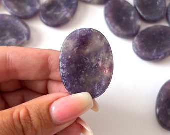 Purple Lepidolite with Pink Lepidolite Inclusions Worry Stone | Stone of Transition | Intuition Crystal