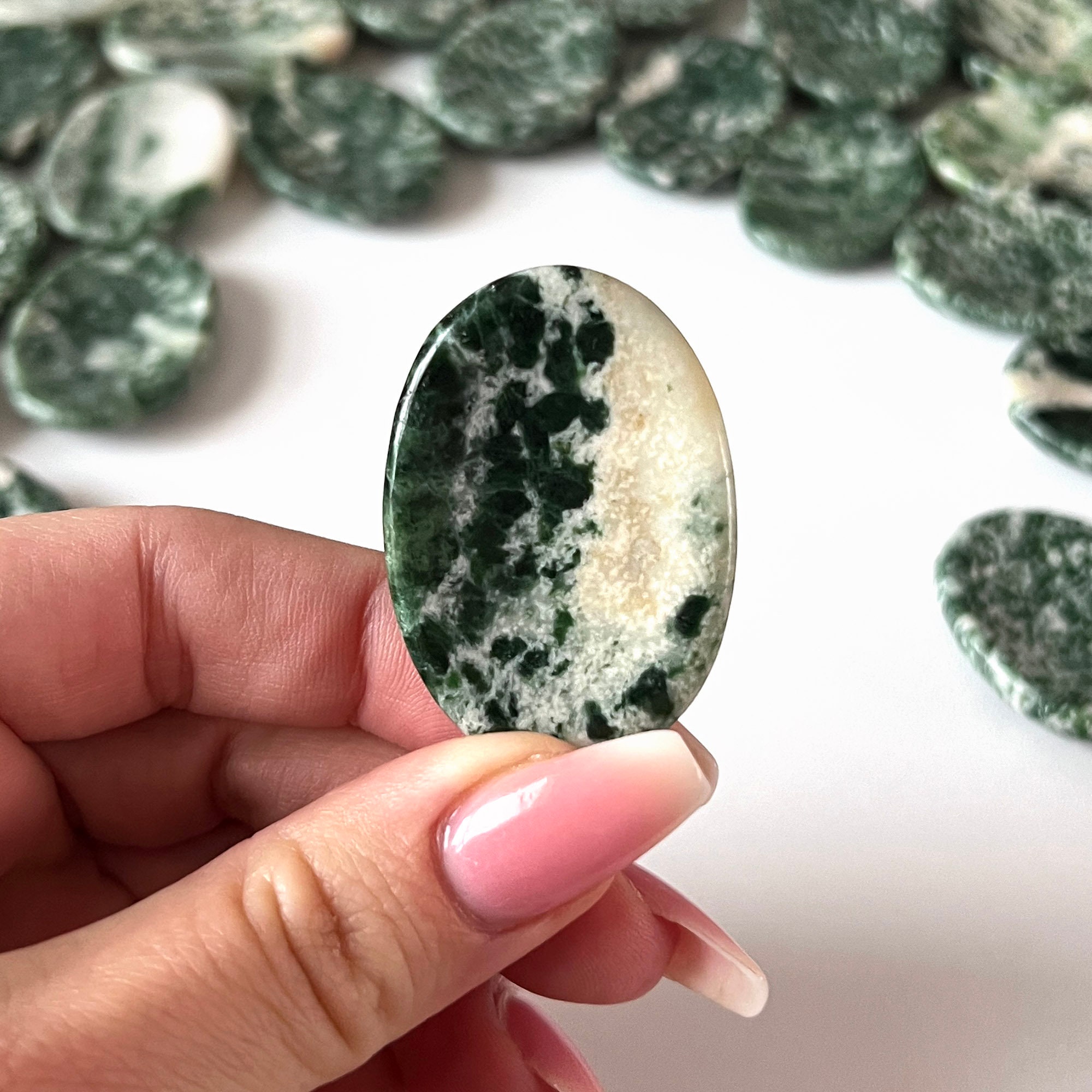 Green Snowflake Epidote Worry Stone Understanding True Self Etsy